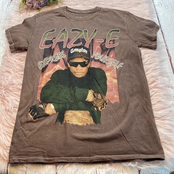NWOT Eazy-E Express Yourself Brown Unisex Short Sleeve Tee sz S - Picture 1 of 9